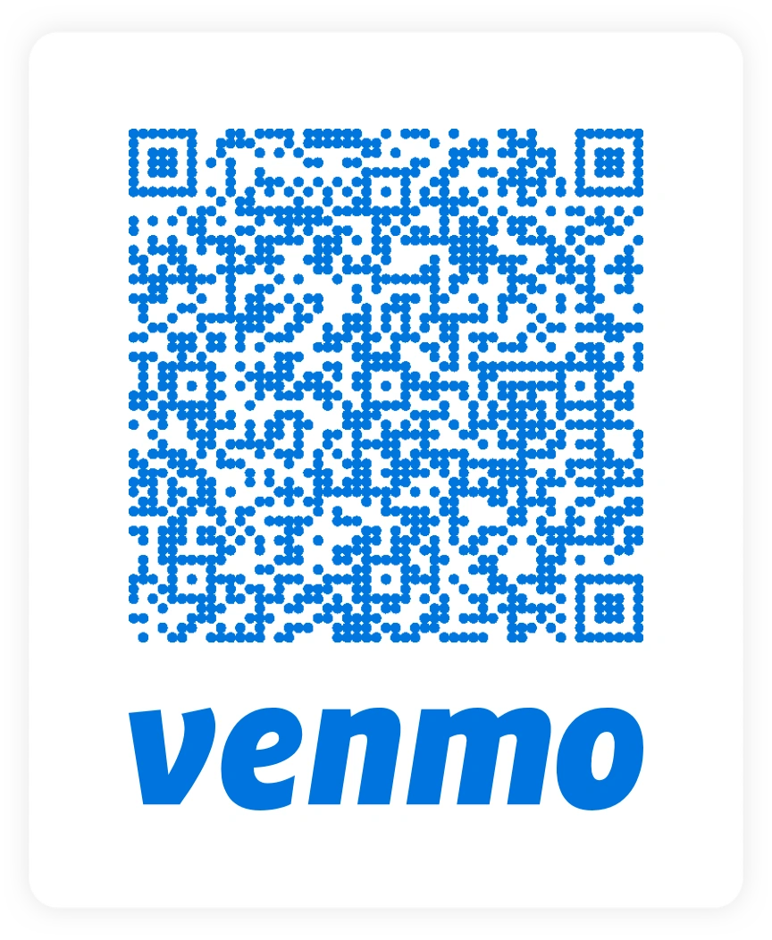 Scan the Venmo QR code to easily pay for services!
