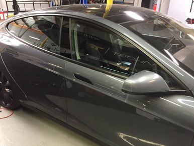 Tesla model s chrome delete car wrap 
