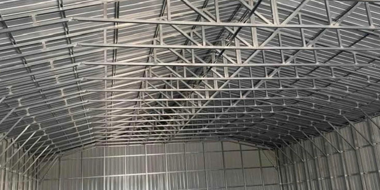 tube framed metal buuilding interior