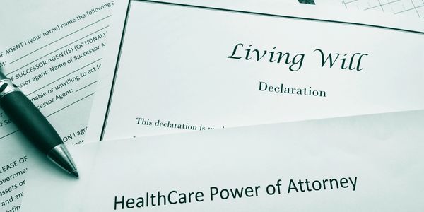 A close-up of two legal documents.