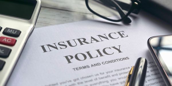 The photo depicts a document titled "INSURANCE POLICY TERMS AND CONDITIONS"