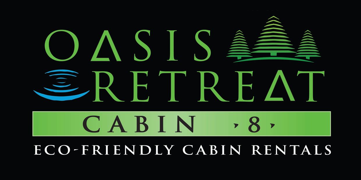 Logo for Oasis Retreat Cabin 8, eco-friendly cabin rentals.