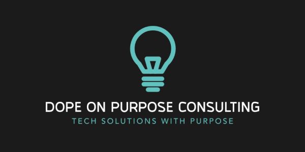 Logo for Dope On Purpose Consulting with a lightbulb icon.