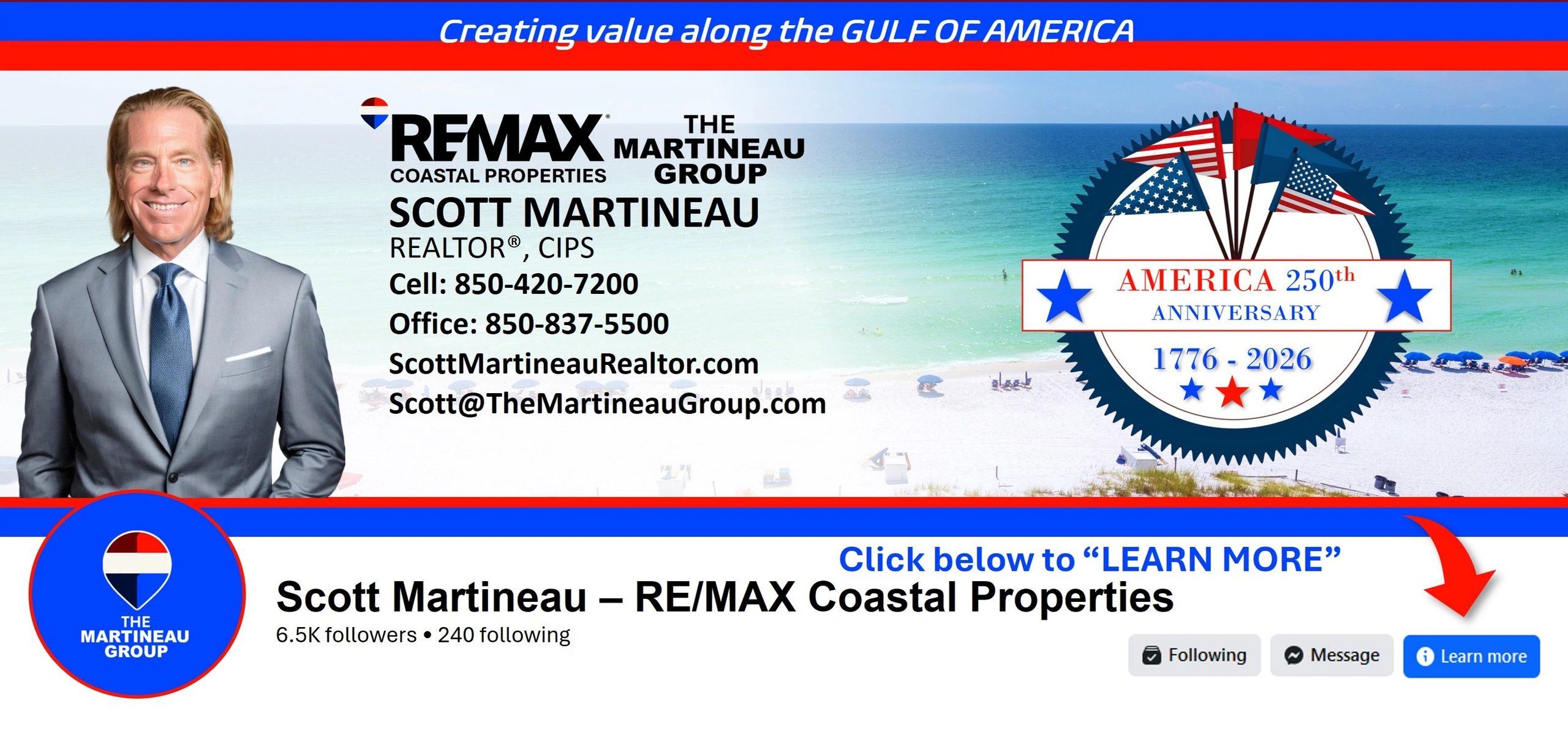 Real estate ad for Scott Martineau of RE/MAX Coastal Properties.