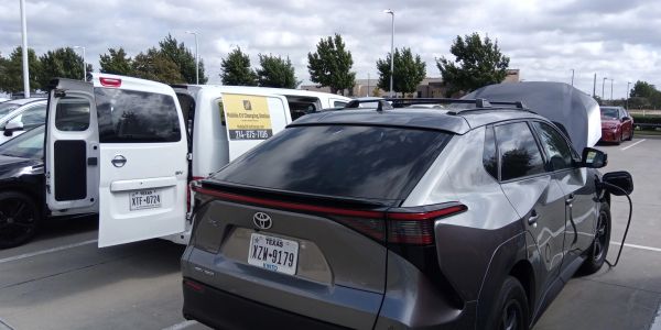 Mobile EV roadside emergency charge of grey Toyota bZ / Toyota bZ4X  by Mobile EV Fast Charge charge