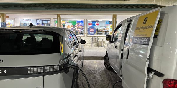 Mobile EV charging of a Hyundai Ioniq 5 that had enough range to make it to a public charger, but th