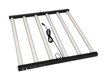 Six-bar LED grow light panel with power cord.