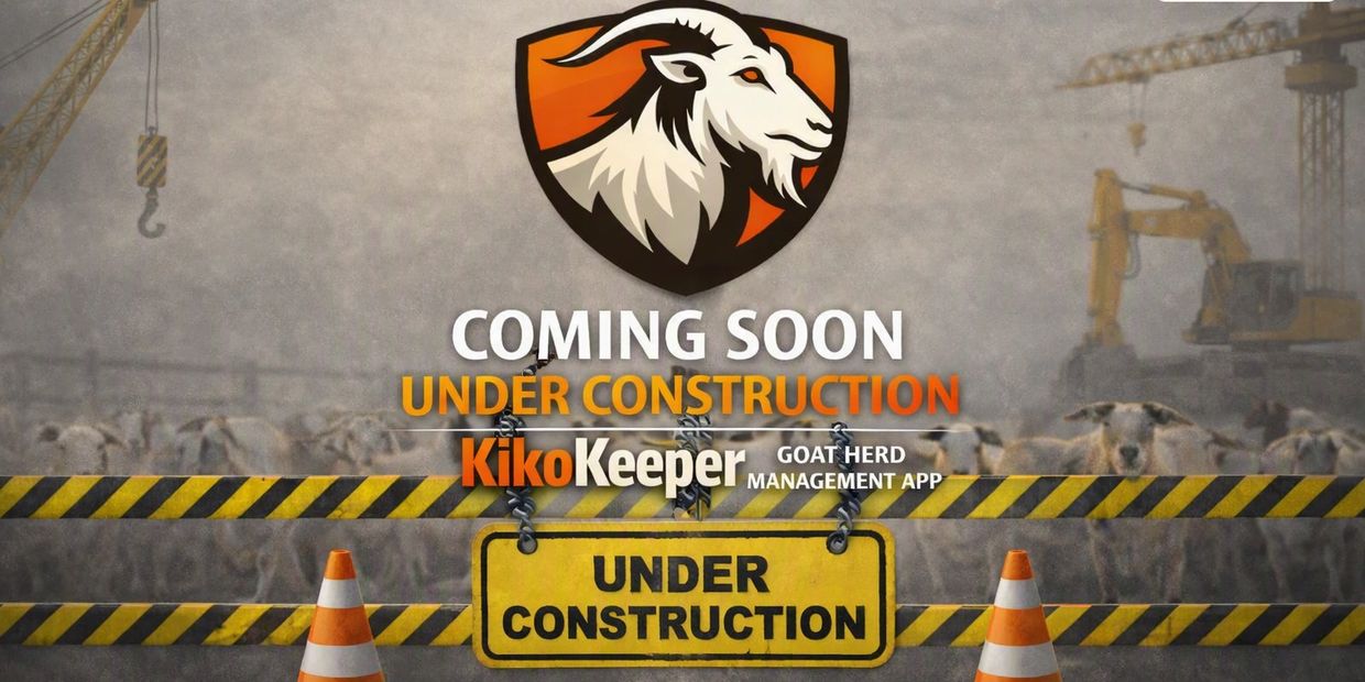 Under construction sign for KikoKeeper goat herd management app.