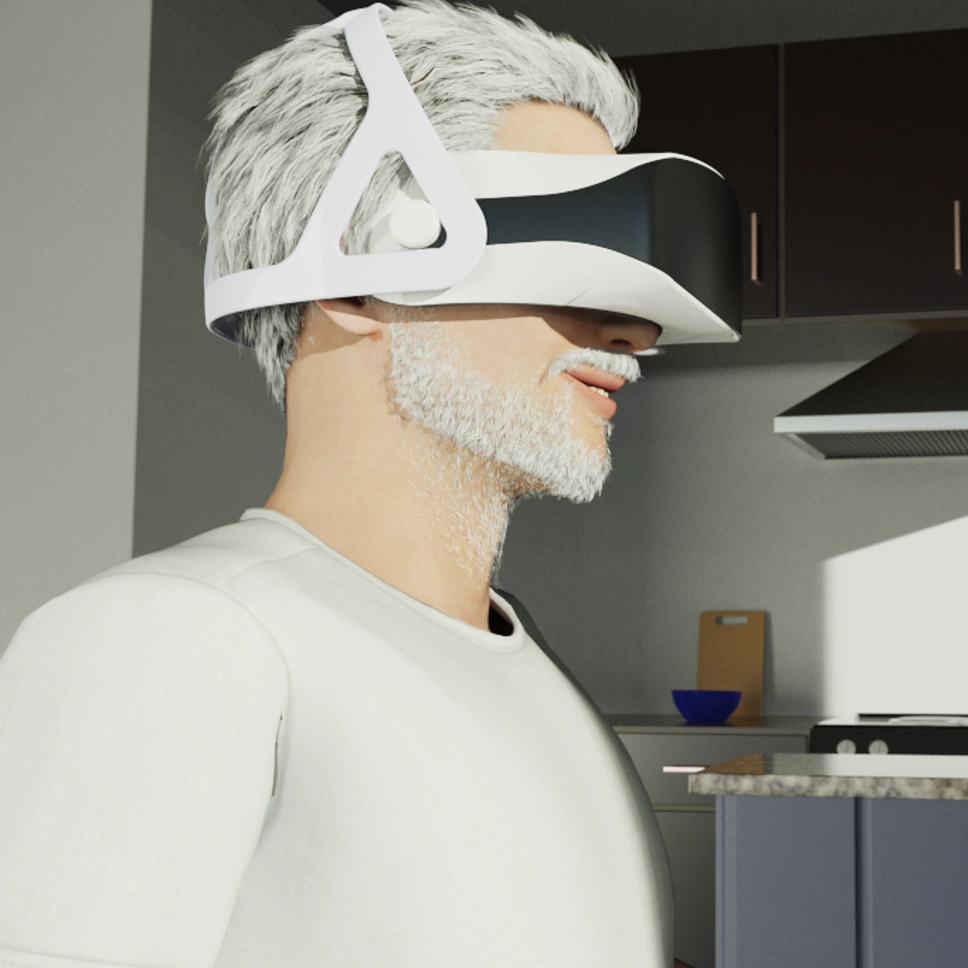 Patient receives eye exam using a VR headset at home. Patient receives comprehensive eye exam.