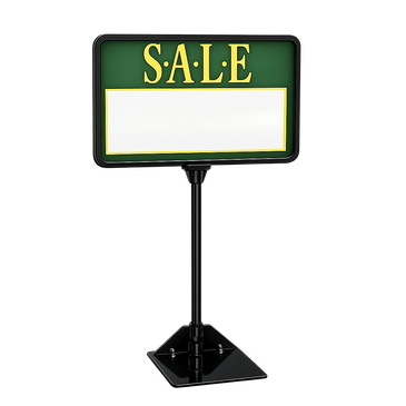  11"x 7" Black Metal Tabletop/Countertop Sign Holder with wedge base and adjustable stem. In Stock