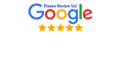 Google logo with a five-star rating beneath it.