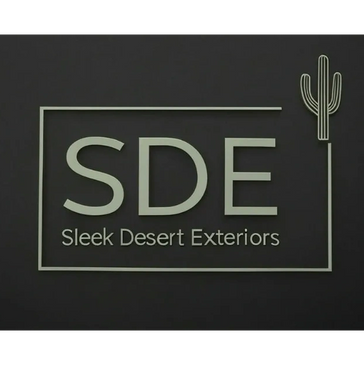 SDE logo with cactus and sleek desert theme. Sleek Desert Exteriors specailizes in Exterior Cleaning, Pressure washing services and Mobile Detailing