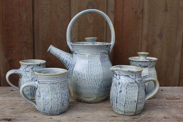 Wood ash glazed tea set