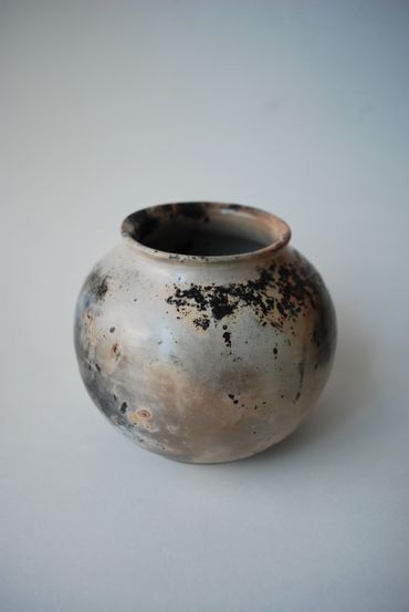 Barrel fired moon jar- 4 inches