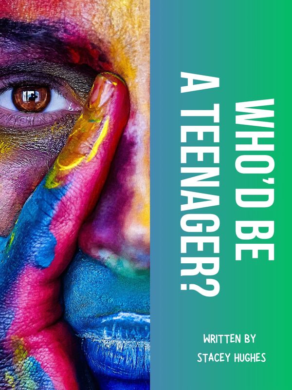 Close-up of a colorful painted face with a thoughtful eye.