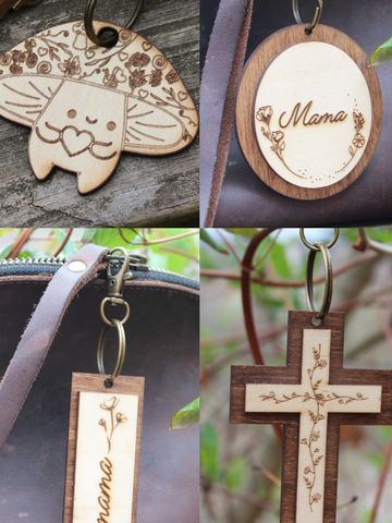 Wooden engraved keychains