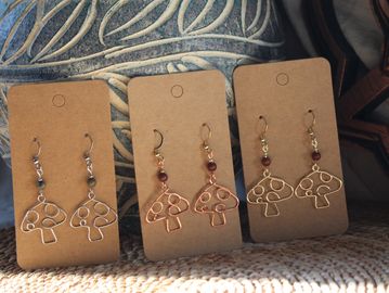 Wire wrapped mushroom earrings