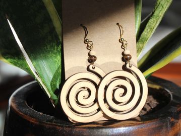 Spiral wood earrings