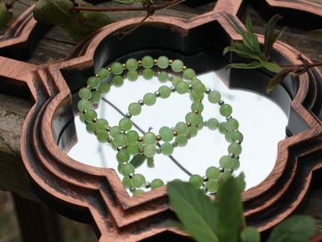 Natural green stone beaded bracelets with dainty stainless steel spacer beads between