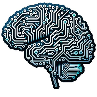 A brain-shaped circuit board representing artificial intelligence.