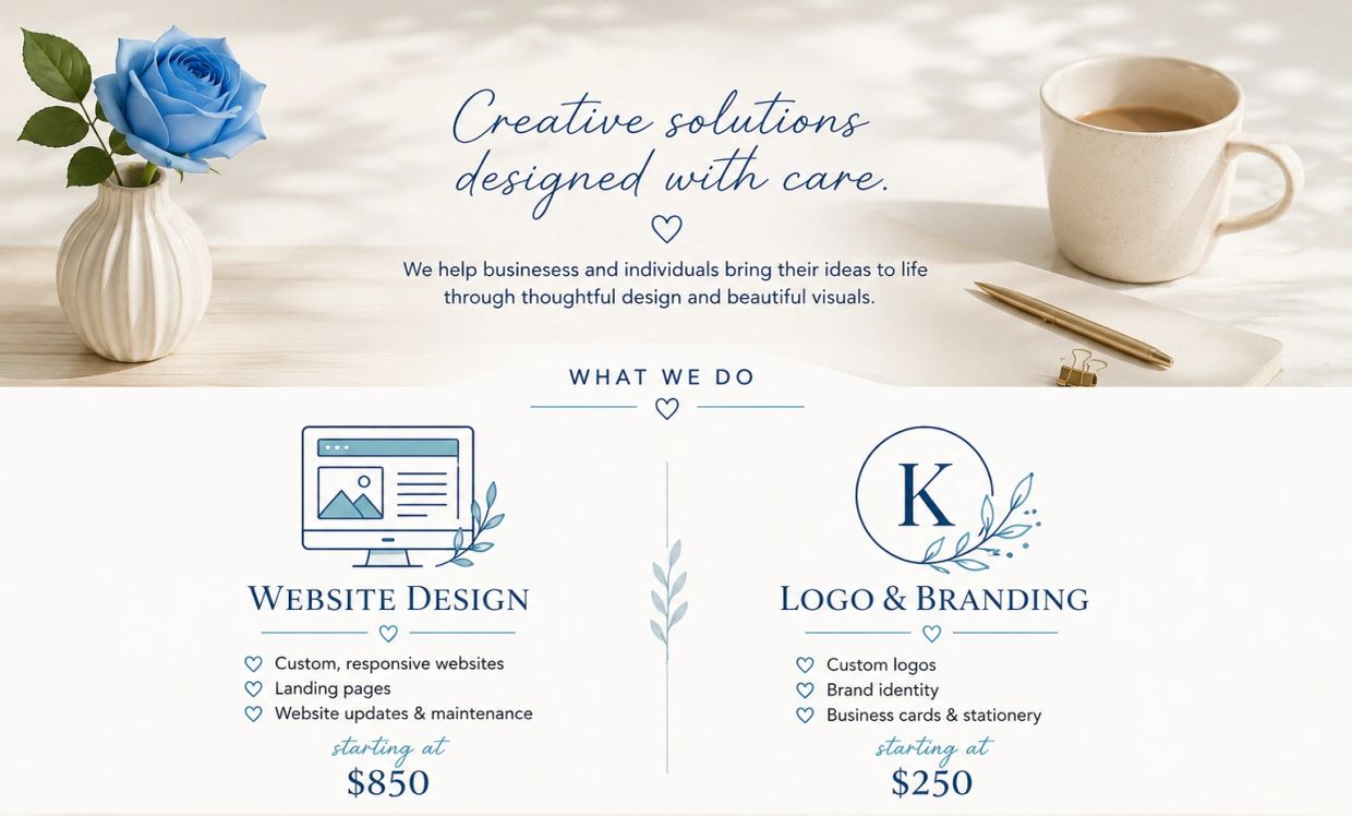 Creative business services for website design and branding.