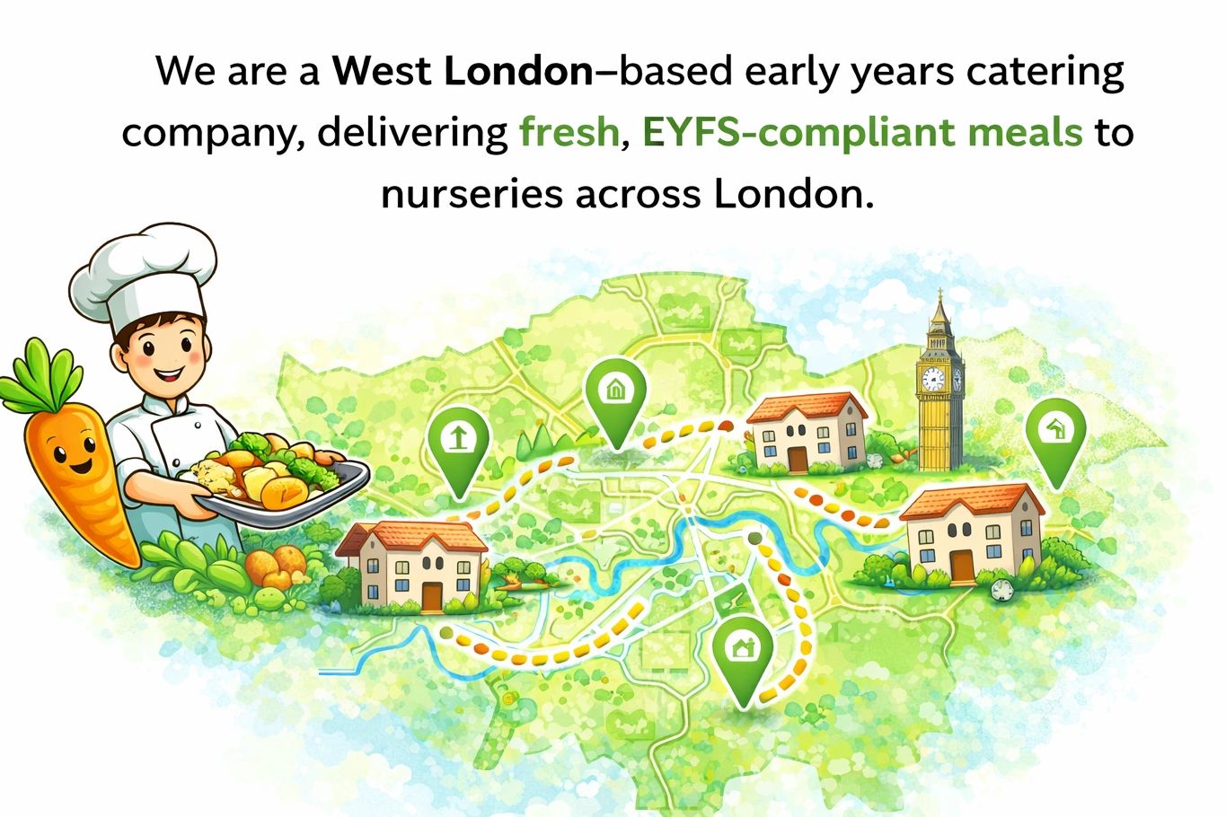 West London catering company delivering fresh, EYFS-compliant meals to nurseries across London.