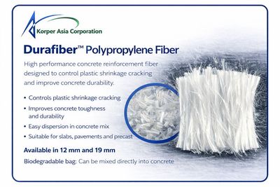 Durafiber polypropylene fiber for concrete reinforcement and shrinkage control.