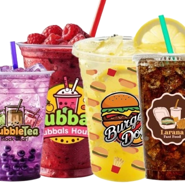 Custom plastic cold drink cups with logo for cafés and beverage shops
