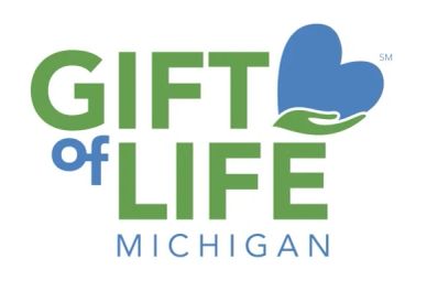 Gift of Life Michigan logo with a heart and hand symbol.