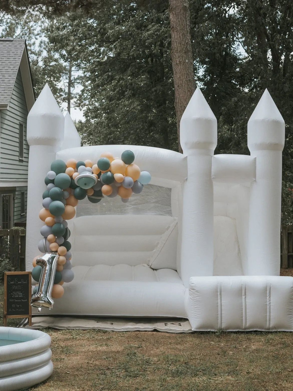 Sweet Bounce House White Bounce Castle, Party Equipment Rentals