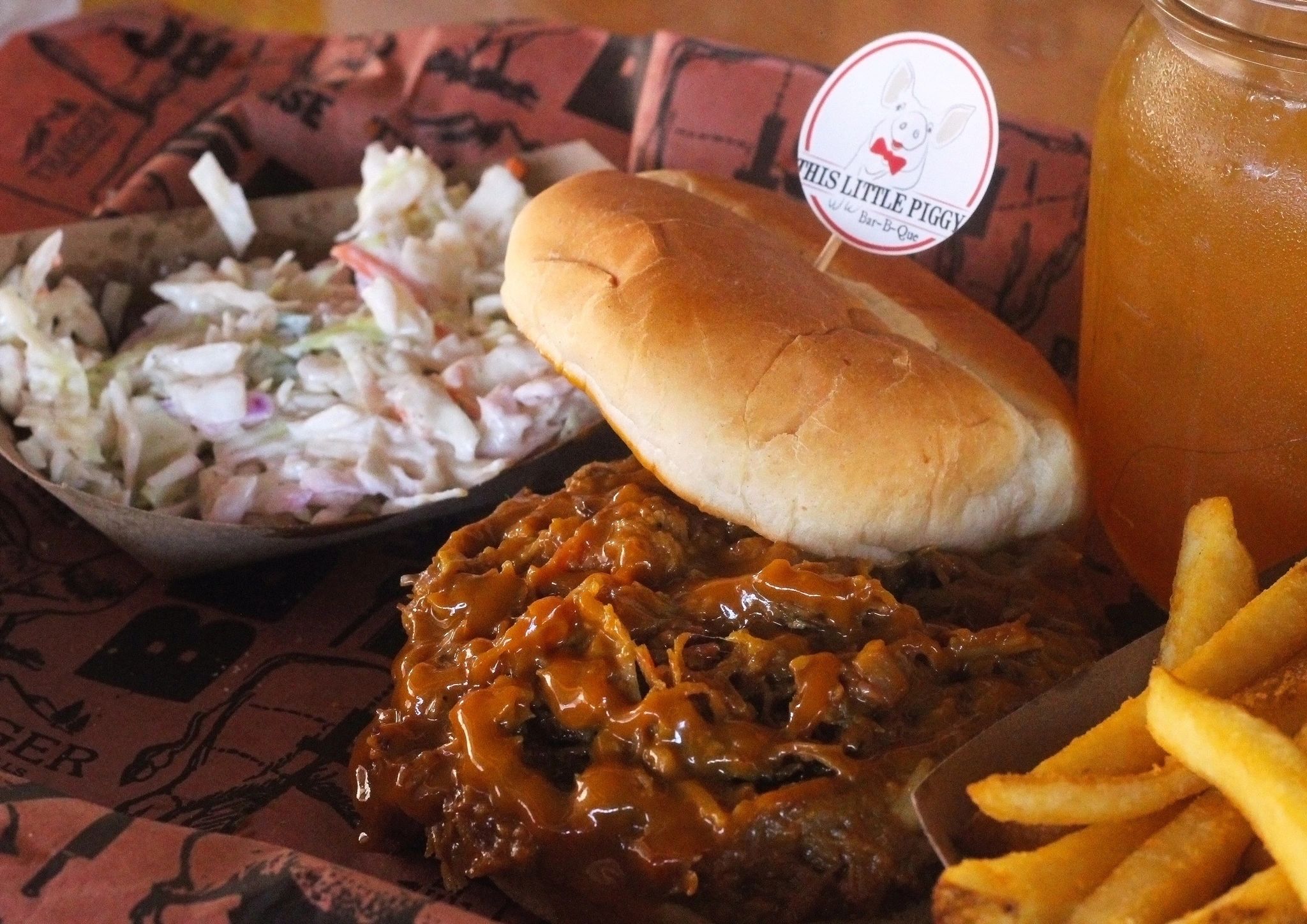 Our pulled pork sandwiches pack 1/2 lb. of meat. A full meal (or maybe two!).