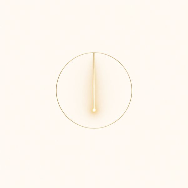 Minimalistic clock showing 12 o'clock.