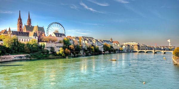 Basel, Switzerland, beautiful view on the display