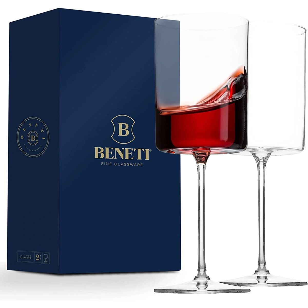 Beneti Square Edge Wine Glasses, Set of 2