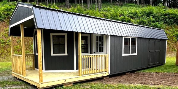 Dark Gray Shed with Porch