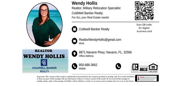 A picture of wendy hollis and her contact information.