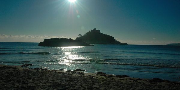 St Michaels Mount. Can be seen from all around Mounts Bay. From Marazion when the tide is right you 