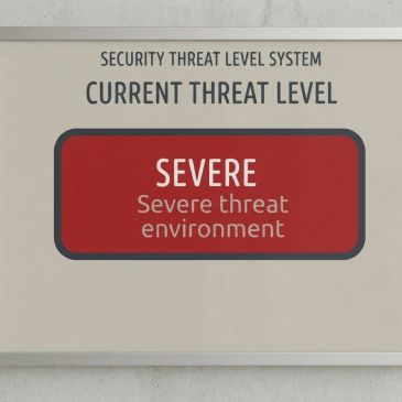 Sign indicating a severe security threat level.