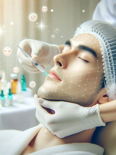 Hombre recibiendo tratamiento de mesoterapia facial