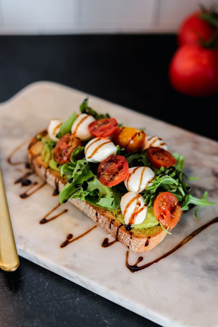 Caprese Toast with fresh mozzarella, tomato, and basil