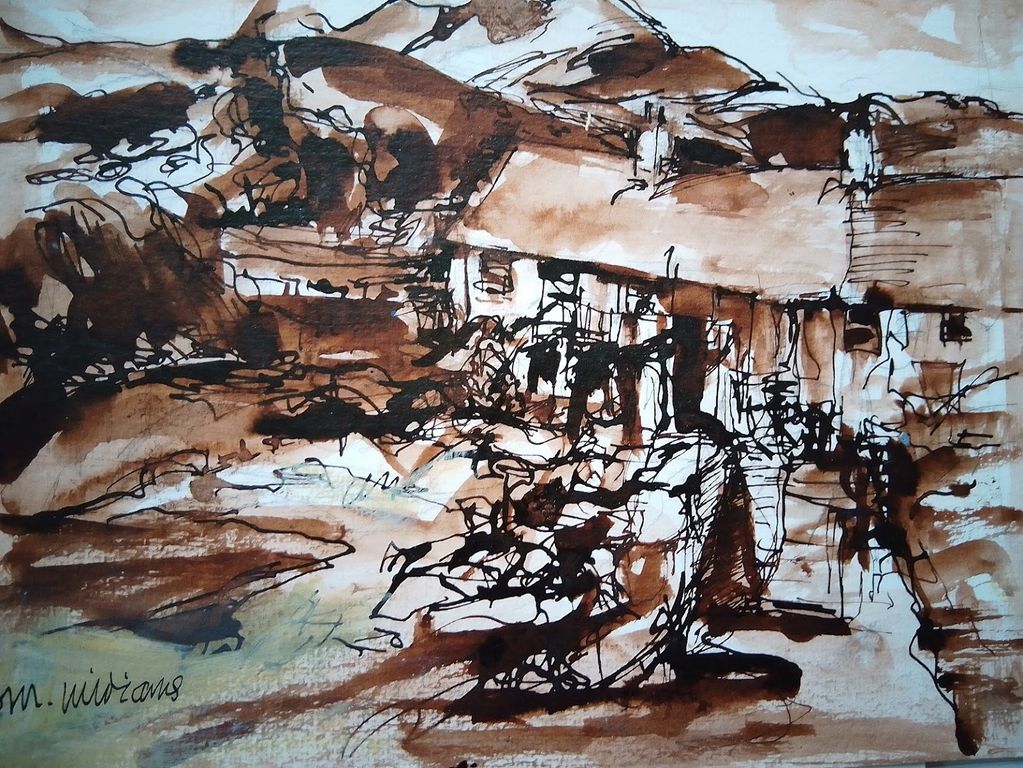 cottages gerlan
ink and wash 
A4