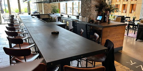 Custom patinated steel bar, fabrication, custom design