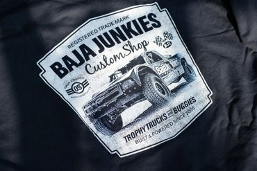 Baja Junkies Shop Hood screen print