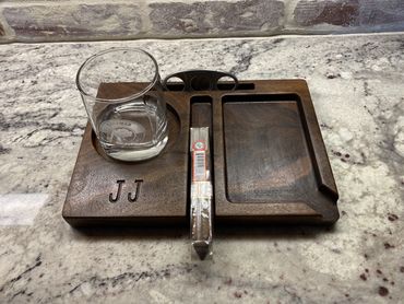 Oregon Black Walnut Cigar and Whiskey Tray.
