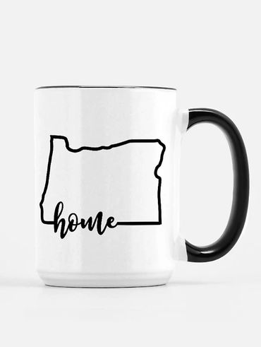 Stylish Oregon Outline with Home Mug - Holds 15oz of Your Favorite Drink Mug Deluxe 15oz. (Black + W