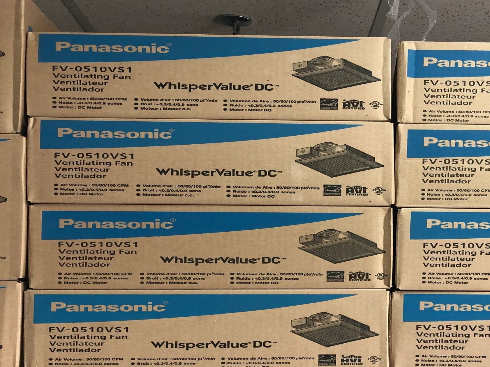Panasonic FV-0510VS1 WhisperValue DC Ventilation Fan, 50-80-100 CFM , White