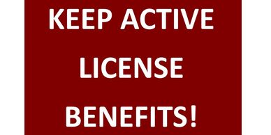 Keep active license benefits poster in red color