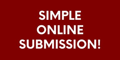 Simple online submission poster in red color and white background