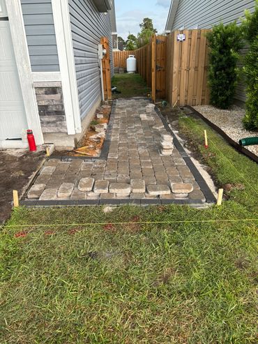 Custom landscape installation and stone borders Leland NC