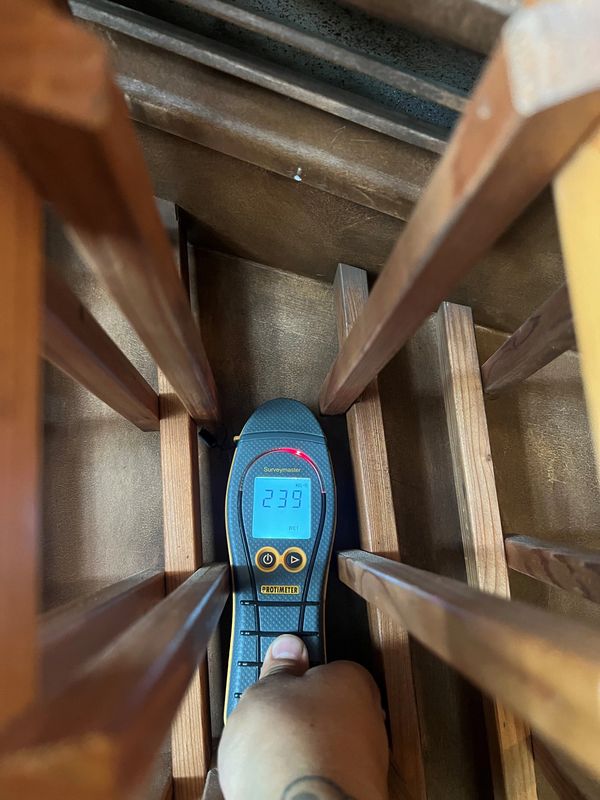 Moisture mapping in a clients attic (POV).